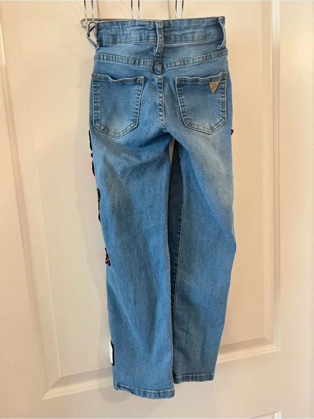 Girls' Light Blue Embroidered Patch Jeans Queen Diva